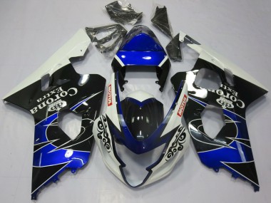 Suzuki GSXR 600 / GSXR 750 Motorrad Verkleidung 2004-2005 - Weiss Blau Schwarz Corona Motul