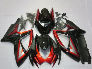 Suzuki GSXR 600 / GSXR 750 Motorrad Verkleidung 2006-2007 - Glanzendes Schwarz Rot Silber