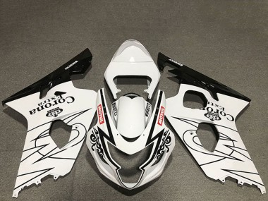 Suzuki GSXR 600 / GSXR 750 Motorrad Verkleidung 2004-2005 - Weiss Glanzendes Schwarz Corona Motul Stil