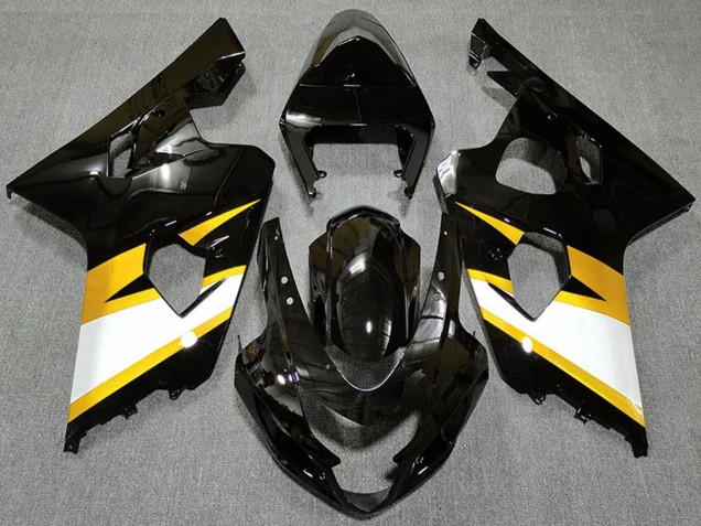 Suzuki GSXR 600 / GSXR 750 Motorrad Verkleidung 2004-2005 - Glanzendes Schwarz Gelb Weiss