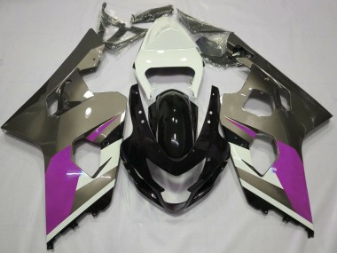Suzuki GSXR 600 / GSXR 750 Motorrad Verkleidung 2004-2005 - Weiss Rosa Grau Glanzendes Schwarz