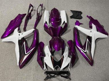 Suzuki GSXR 600 / GSXR 750 Motorrad Verkleidung 2008-2010 - Weiss Lila Schwarz