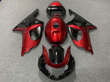 Suzuki GSXR 600 / GSXR 750 Motorrad Verkleidung 2001-2003 - Rot Glanzendes Schwarz