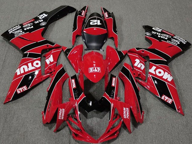 Suzuki GSXR 600 / GSXR 750 Motorrad Verkleidung 2011-2024 - Rot Schwarz Motul