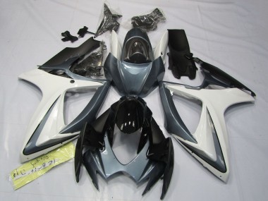 Suzuki GSXR 600 / GSXR 750 Motorrad Verkleidung 2006-2007 - Weiss Grau Glanzendes Schwarz