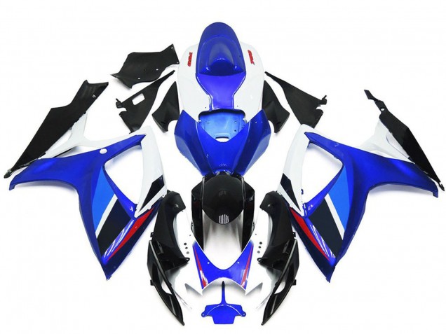 Suzuki GSXR 600 / GSXR 750 Motorrad Verkleidung 2006-2007 - Blau Weiss Rot Glanzendes Schwarz OEM Stil
