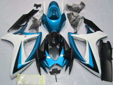Suzuki GSXR 600 / GSXR 750 Motorrad Verkleidung 2006-2007 - Weiss Blau Glanzendes Schwarz