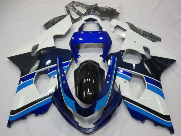 Suzuki GSXR 600 / GSXR 750 Motorrad Verkleidung 2004-2005 - Weiss Blau Glanzendes Schwarz