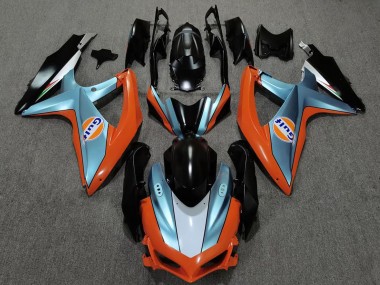 Suzuki GSXR 600 / GSXR 750 Motorrad Verkleidung 2008-2010 - Orange Blau Schwarz Gulf