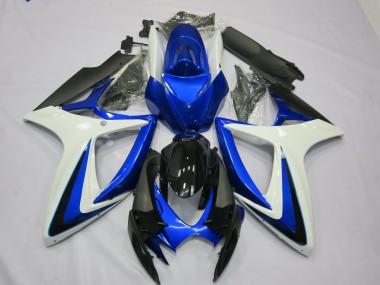 Suzuki GSXR 600 / GSXR 750 Motorrad Verkleidung 2006-2007 - Weiss Blau Glanzendes Schwarz OEM Stil