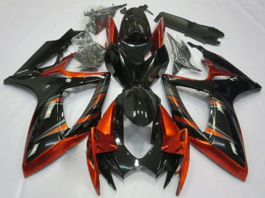 Suzuki GSXR 600 / GSXR 750 Motorrad Verkleidung 2006-2007 - Orange Glanzendes Schwarz