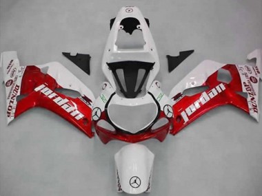 Suzuki GSXR 600 / GSXR 750 Motorrad Verkleidung 2001-2003 - Weiss Rot Jordan Dunlop