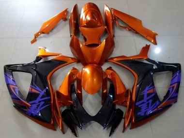 Suzuki GSXR 600 / GSXR 750 Motorrad Verkleidung 2006-2007 - Orange Glanzendes Schwarz Blau