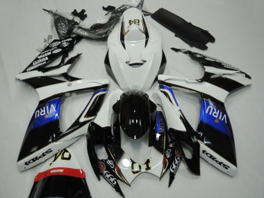 Suzuki GSXR 600 / GSXR 750 Motorrad Verkleidung 2006-2007 - Weiss Blau Glanzendes Schwarz Viru