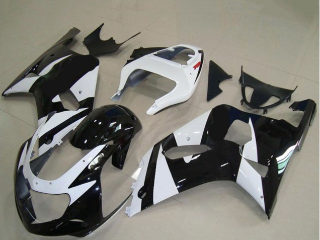 Suzuki GSXR 600 / GSXR 750 Motorrad Verkleidung 2001-2003 - Weiss Glanzendes Schwarz