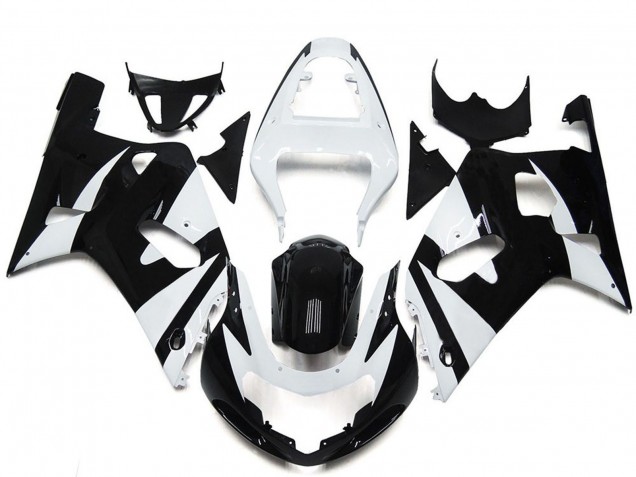 Suzuki GSXR 600 / GSXR 750 Motorrad Verkleidung 2001-2003 - Weiss Glanzendes Schwarz OEM Stil