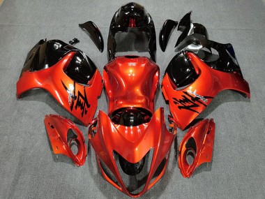 Suzuki GSXR 1300 Motorrad Verkleidung 2008-2020 - Bonbon Orange Glanzendes Schwarz