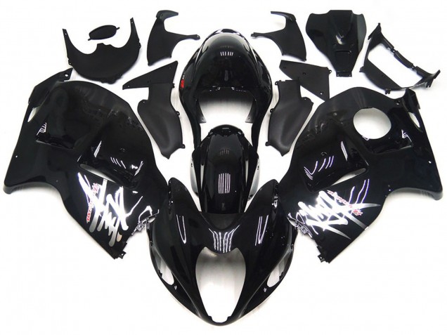 Suzuki GSXR 1300 Motorrad Verkleidung 1996-2007 - Glanzendes Schwarz mit Silber Aufkleber