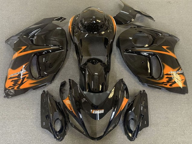 Suzuki GSXR 1300 Motorrad Verkleidung 2008-2020 - Glanzendes Schwarz Orange