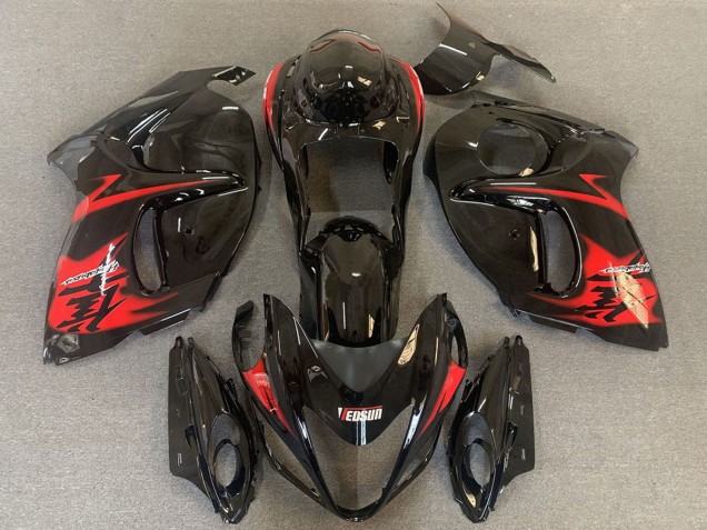 Suzuki GSXR 1300 Motorrad Verkleidung 2008-2020 - Glanzendes Schwarz mit Rot Logo