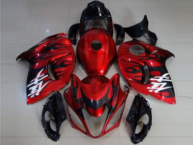 Suzuki GSXR 1300 Motorrad Verkleidung 2008-2020 - Rot Schwarz Flamme