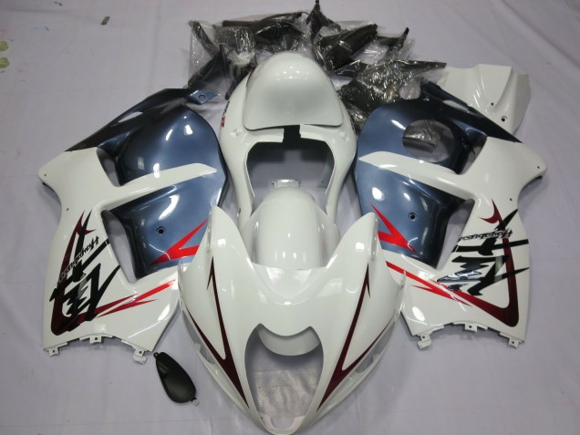Suzuki GSXR 1300 Motorrad Verkleidung 1996-2007 - Weiss und Dusty Blau