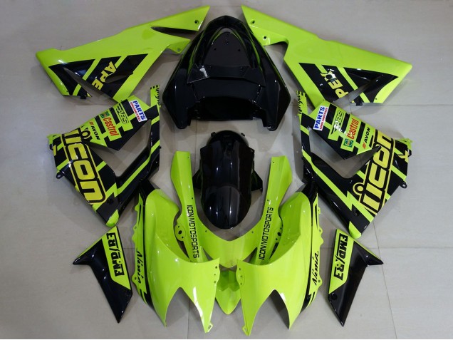 Kawasaki ZX10R Motorrad Verkleidung 2004-2005 - Massgeschneidert Hohe Sichtbarkeit Gelb