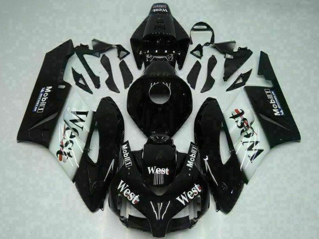 Honda CBR1000RR Motorrad Verkleidung 2004-2005 - Glanzendes Schwarz Weiss West Mobil Michelin