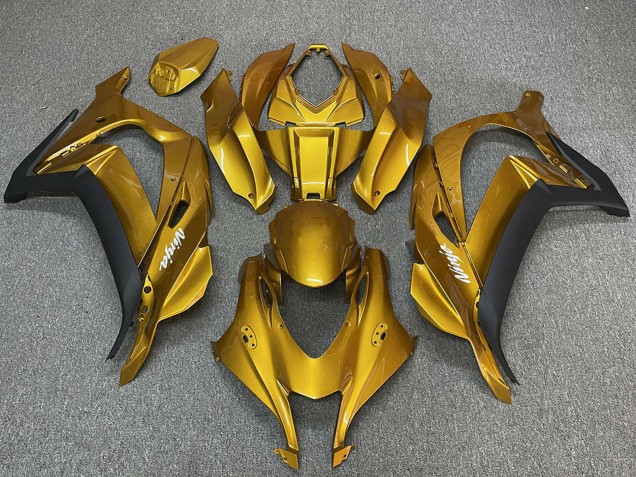 Kawasaki ZX10R Motorrad Verkleidung 2016-2020 - Gold Schwarz Weiss Ninja