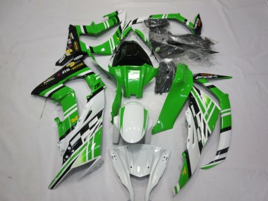 Kawasaki ZX10R Motorrad Verkleidung 2011-2015 - Weiss Grun Gelb Schwarz Maxxis Dunlop