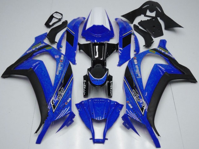 Kawasaki ZX10R Motorrad Verkleidung 2011-2015 - Weiss Blau Glanzendes Schwarz OEM Stil