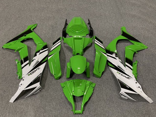 Kawasaki ZX10R Motorrad Verkleidung 2011-2015 - Grun Weiss Glanzendes Schwarz OEM Stil