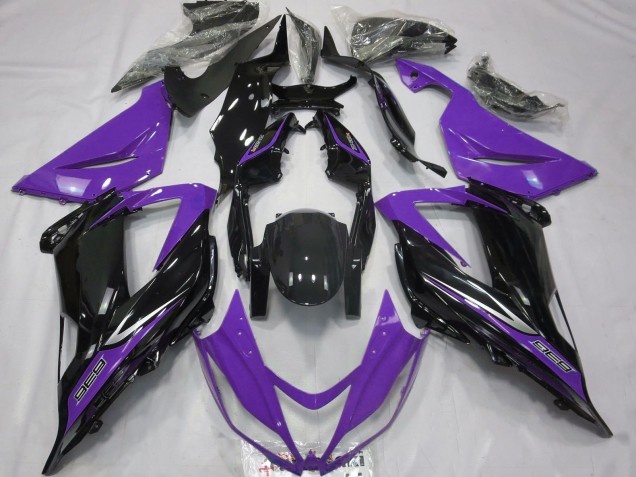 Kawasaki ZX6R Motorrad Verkleidung 2013-2018 - Lila Glanzendes Schwarz