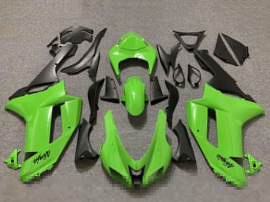 Kawasaki ZX6R Motorrad Verkleidung 2007-2008 - Glanzendes Grun und Matt Schwarz