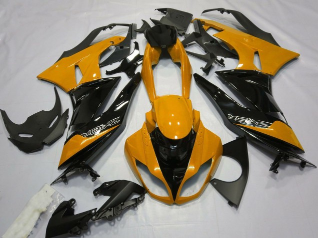 Kawasaki ZX6R Motorrad Verkleidung 2009-2012 - Orange Glanzendes Schwarz
