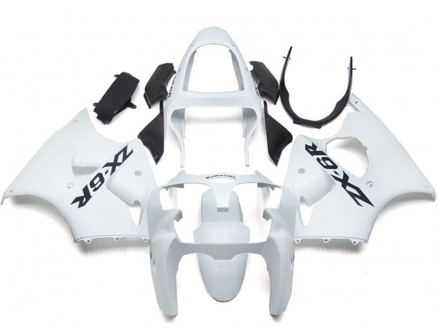 Kawasaki ZX6R Motorrad Verkleidung 2000-2002 - Glanzendes Weiss