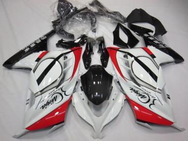 Kawasaki Ninja 300 Motorrad Verkleidung 2013-2024 - Glanzendes Weiss Rot Schwarz