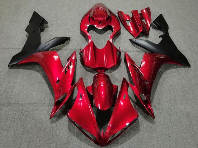 Yamaha R1 Motorrad Verkleidung 2004-2006 - Bonbon Rot Matt Schwarz