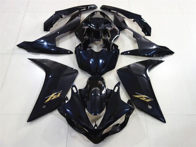 Yamaha R1 Motorrad Verkleidung 2007-2008 - Glanzendes Schwarz Dunkel Blau Gold Aufkleber