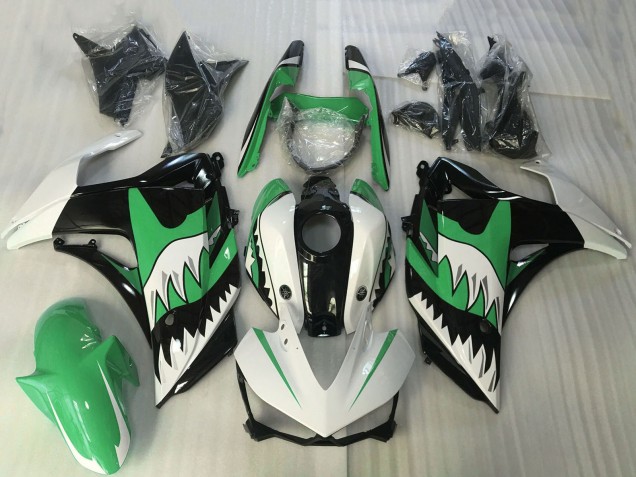 Yamaha R3 Motorrad Verkleidung 2015-2018 - Weiss Grun Schwarz Hai