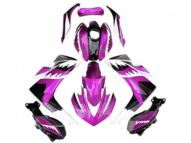 Yamaha R3 Motorrad Verkleidung 2015-2018 - Rosa Weiss Glanzendes Schwarz Hai