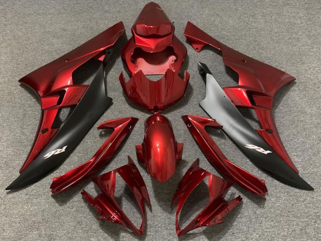 Yamaha R6 Motorrad Verkleidung 2006-2007 - Rot Matt Schwarz