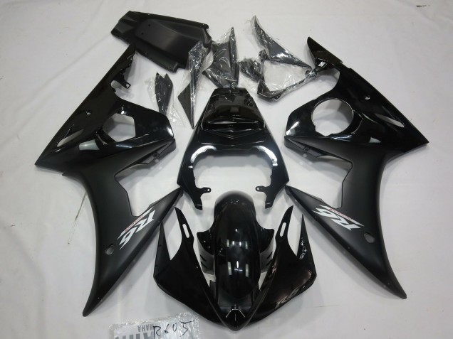 Yamaha R6 Motorrad Verkleidung 2005 - Glanzendes Schwarz Matt Schwarz Weiss