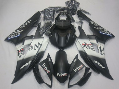 Yamaha R6 Motorrad Verkleidung 2006-2007 - Matt Schwarz Weiss West Michelin