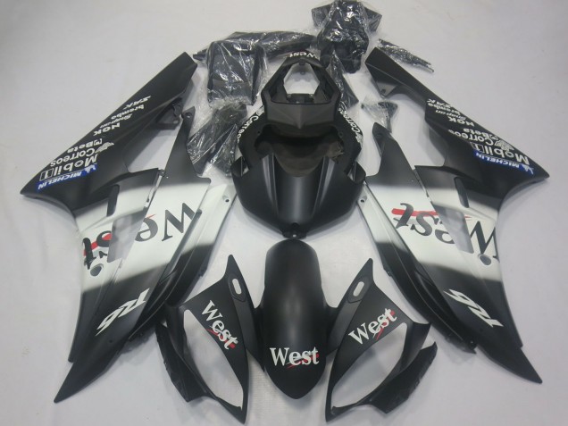 Yamaha R6 Motorrad Verkleidung 2006-2007 - Matt Schwarz Weiss West Michelin