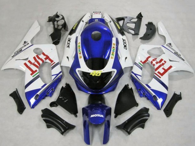 Yamaha YZF600R Thundercat Motorrad Verkleidung 1996-2007 - Weiss Blau Fiat Motul