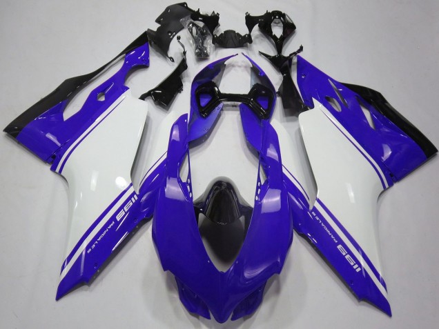 Ducati 1199 Motorrad Verkleidung 2011-2014 - Glanzendes Blau Weiss Schwarz