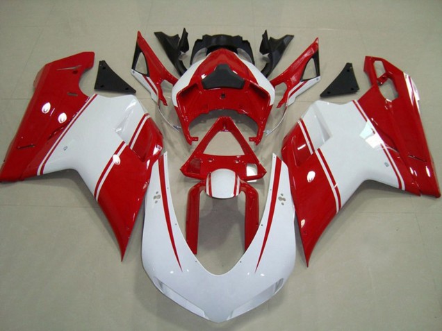 Ducati 848 1098 1198 Motorrad Verkleidung 2007-2014 - Weiss Rot