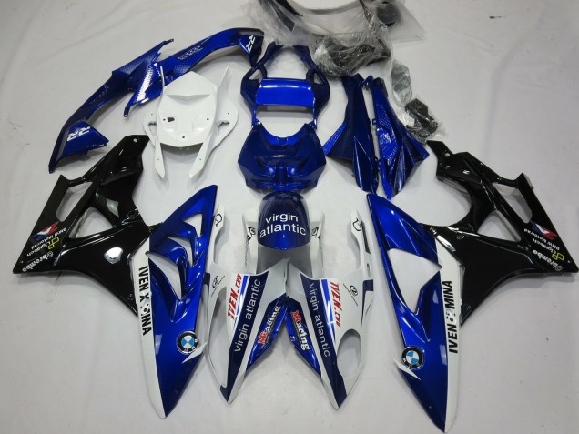 BMW S1000RR Motorrad Verkleidung 2009-2014 - Weiss Blau Glanzendes Schwarz Virgin Atlantic