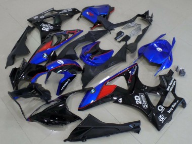 BMW S1000RR Motorrad Verkleidung 2009-2014 - Blau Rot Glanzendes Schwarz Castrol